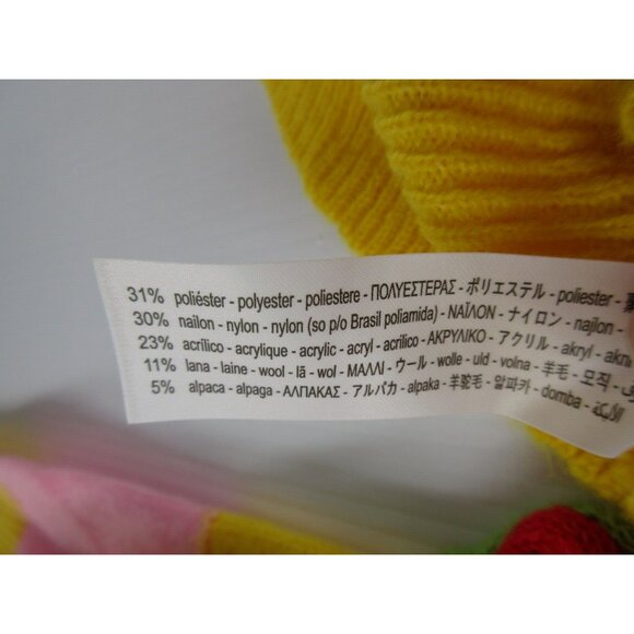 Zara Sweater Small Yellow Alpaca Crop Pullover Patches Colorful NEW - Picture 10 of 11